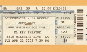 Jeff Beck El Rey Theatre Los Angeles Ticket Stub 2009