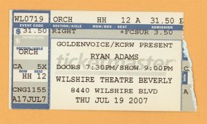 Ryan Adams @ Wilshire Theater, CA Ticket Stub - 2007 US Tour