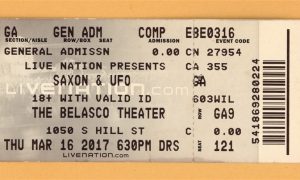 Saxon & UFO @ Belasco Theater Ticket Stub - 2017 US Tour