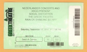 Social Distortion @ Greek Theatre, CA Ticket Stub - 2015 Hard Times Tour