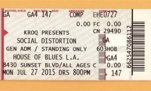 Social Distortion @ House of Blues Ticket Stub - 2015 Hard Times Tour