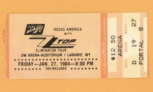 ZZ Top 1984 Eliminator Tour Laramie Wyoming ticket stub vintage concert collectible