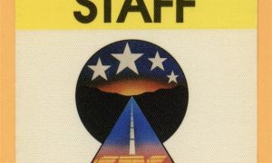 U2 1987 Joshua Tree Tour staff backstage pass featuring vintage crew access laminate artwork.