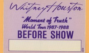 Whitney Houston 1987 Moment of Truth Concert Tour Before Show Backstage Pass